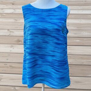 Norton McNaughton Blue Wave Print Sleeveless Shell Top Blouse Lined (Sz 8)